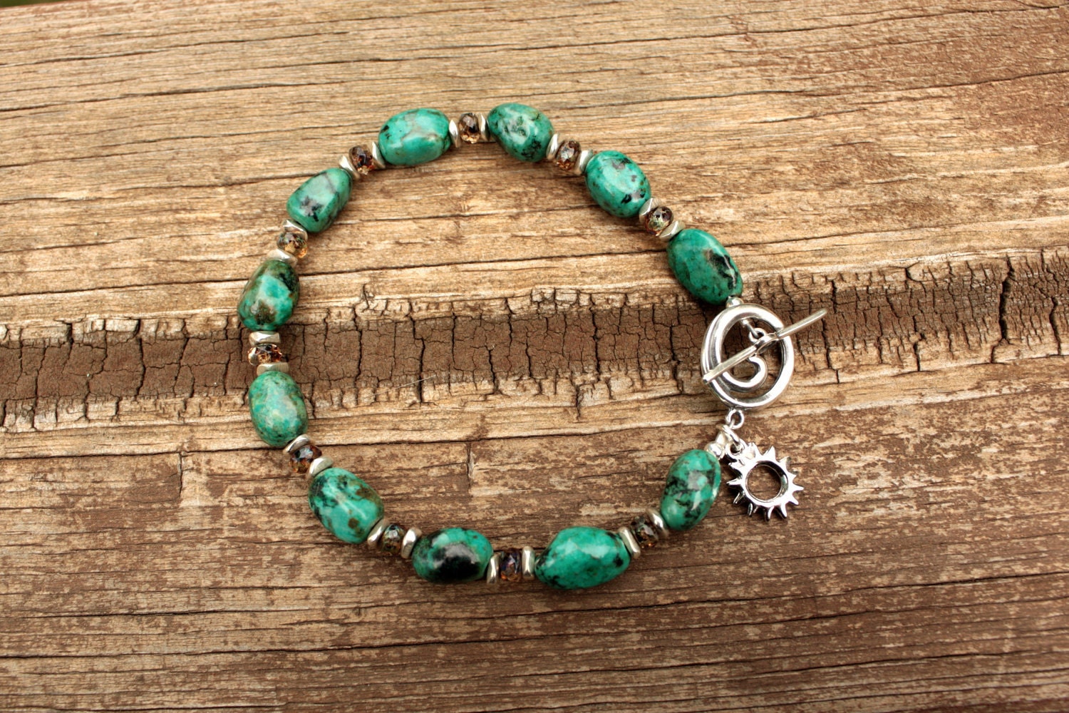 African Turquoise Tumbled Nugget Bracelet