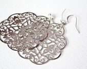 Silver Colored Lace Dangle Earrings
