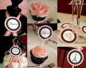 PARIS Party Printable Set - Invitation, Cupcake Toppers, Bunting, Favor Tags & more - Immediate Download
