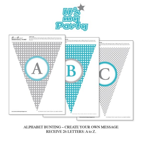 Printable Bunting Flags or Banner - Alphabet & Numbers - Make You Own Message Il_570xn