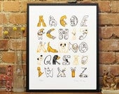 Dog ABC Screenprint Dog Breeds Alphabet Art