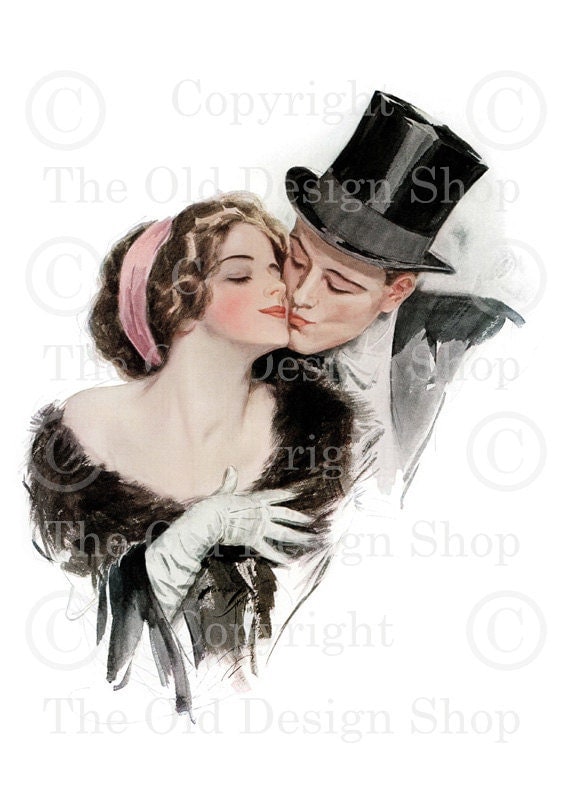 HAPPY MOMENTS Harrison Fisher Romantic Vintage Image for Mixed Media Altered Art Card Making Digital Download