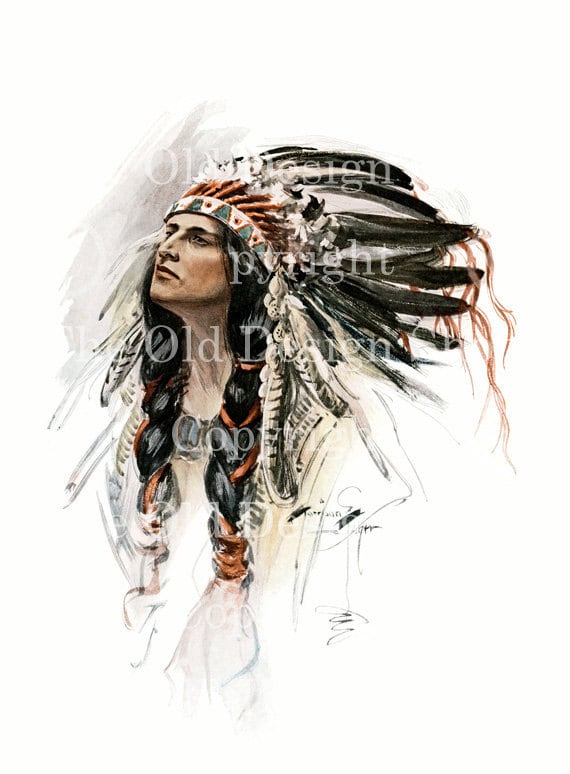 CHIEF HIAWATHA Harrison Fisher Native Indian Vintage Image for Cardmaking Altered Art Mixed Media Digital Download