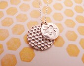 Silver Bee & Hive Necklace - Large (Pure Silver Pendants)