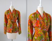 Vintage 1980s Colorful Paisley Fitted Blouse - Small by Jocardi