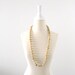 Vintage Long Beaded Necklace - 1970s Glass Beads - Marbelized Cream