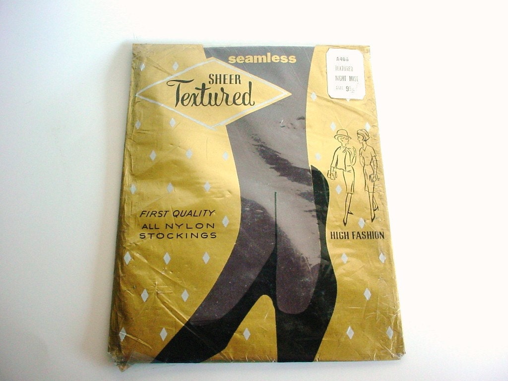 Nylon Stockings - Vintage 1964 - Seamless Sheer Textured - E. W. Twitchell, Inc - Beauty-Pak