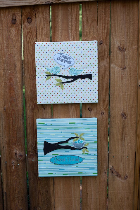 Tweet Dreams or Nest Time Glow-In-The-Dark Wall Hanging YOU pick the FABRIC
