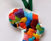 Africa ornament handmade embroidered for Christmas Valentine's Day Black History Month MADE TO ORDER