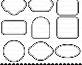 Digital frame clip art clipart photographer embellishments square rectangle circle oval black and white : e0147 & v001