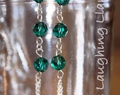 Emerald Crystal Fringe Dangle Earrings
