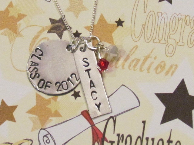 GRADUATE - Personalized Name Necklace - Grad Gift for her with birthstone