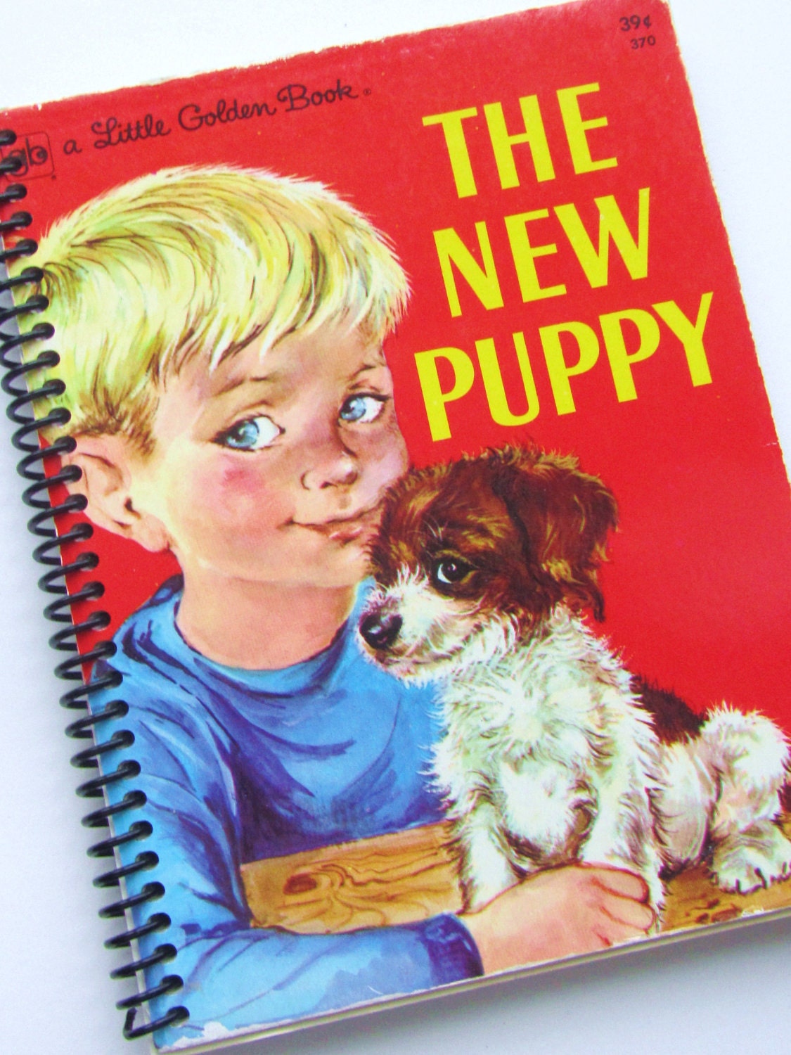 Vintage Book Journal NEW PUPPY Notebook Little Golden Book -  DOG Recycled Upcycled  Spiral Binding