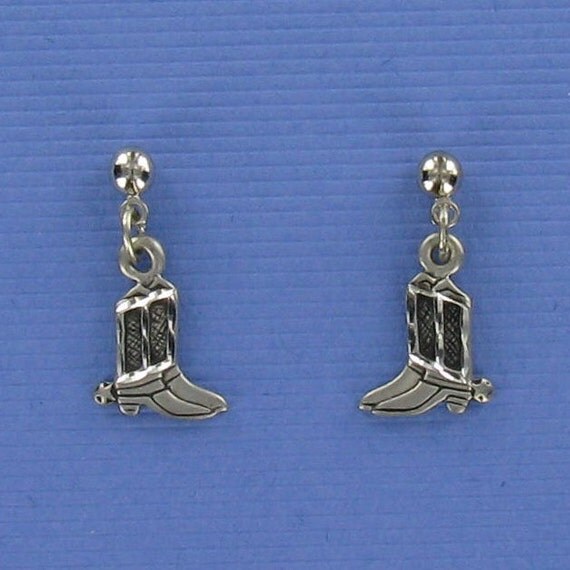 COWBOY BOOT EARRINGS - Pewter Posts with Ball