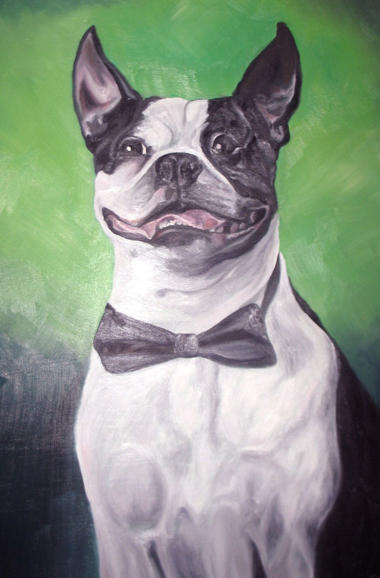 Boston Terrier - Pet Portrait Custom Oil Painting Ultimate Gift - 8x10