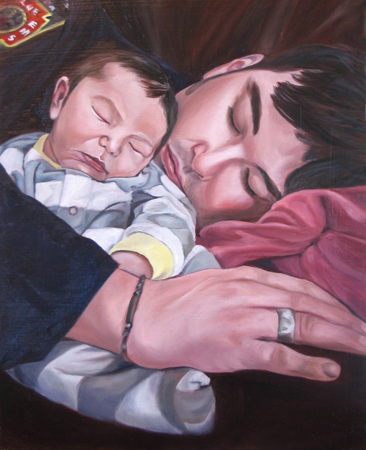 Custom Painting Portrait - Father and Son - Unique Father's Day Gift 8x10