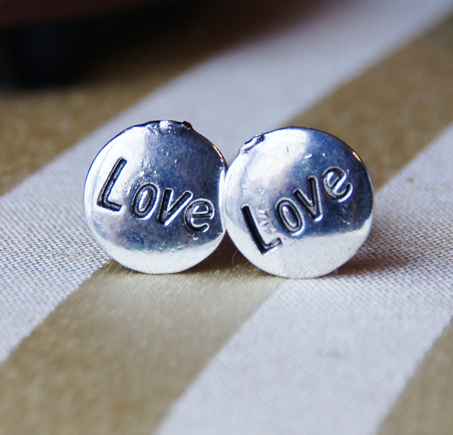 Wedding Cuff Links - Love AMOR AMORE Cufflinks - Anniversary Birthday Cufflink - Men Boyfriend Husband - Small Silver Button Gift