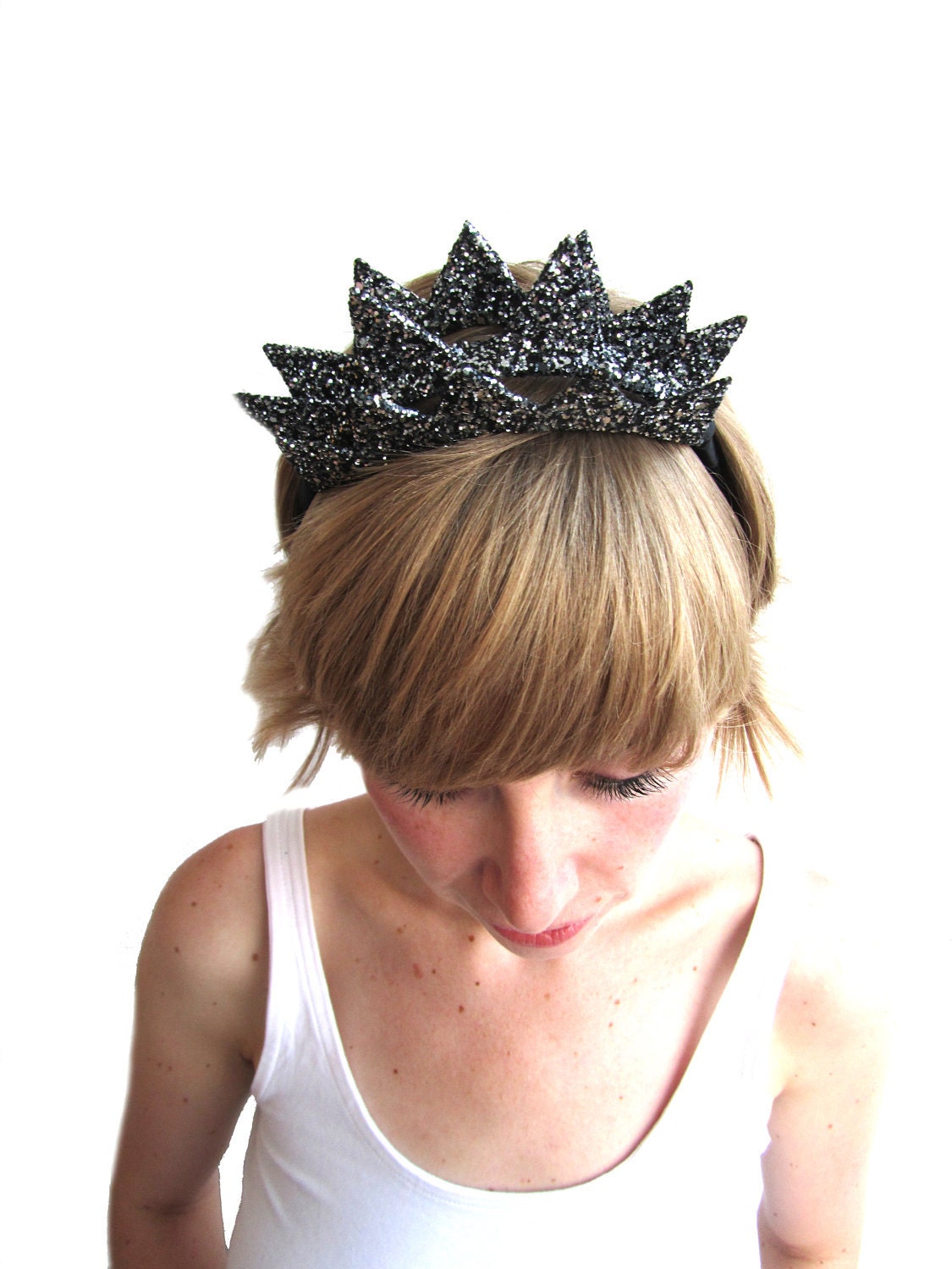 Black and Silver Glitter Triple Crown Headband - Range of colours
