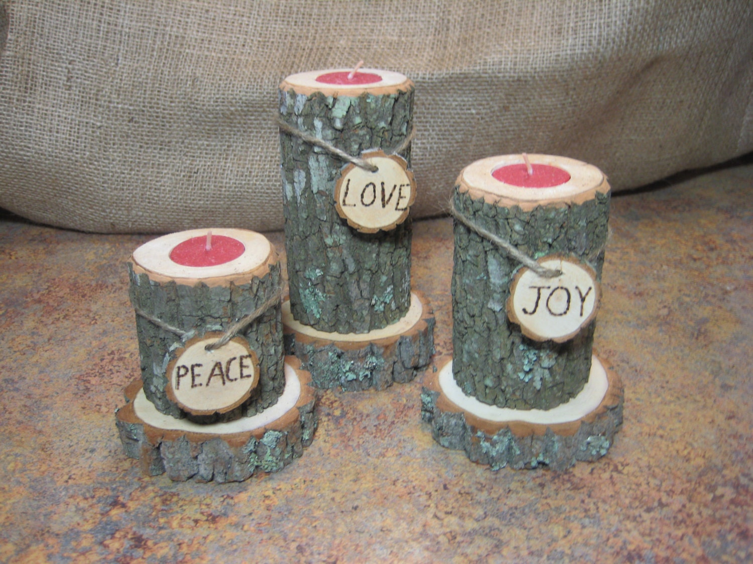 Log Candle Holders Rustic Wedding Decor