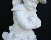 1800's Antique Lamp Copeland Parian Figural Statue Lamp Base Winter Boy w/Ice Skates