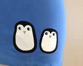 Best Friends: Cute Scoop-Neck Women's Tee with Handmade Penguin Art Screen-Print  S M L