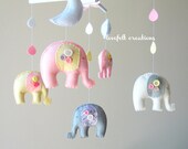 Elephant Baby crib mobile - Baby Mobile - Custom Baby Mobile -  Elephant Mobile - Nursery Mobile -Pink Mobile - OR CHOOSE your colors :)