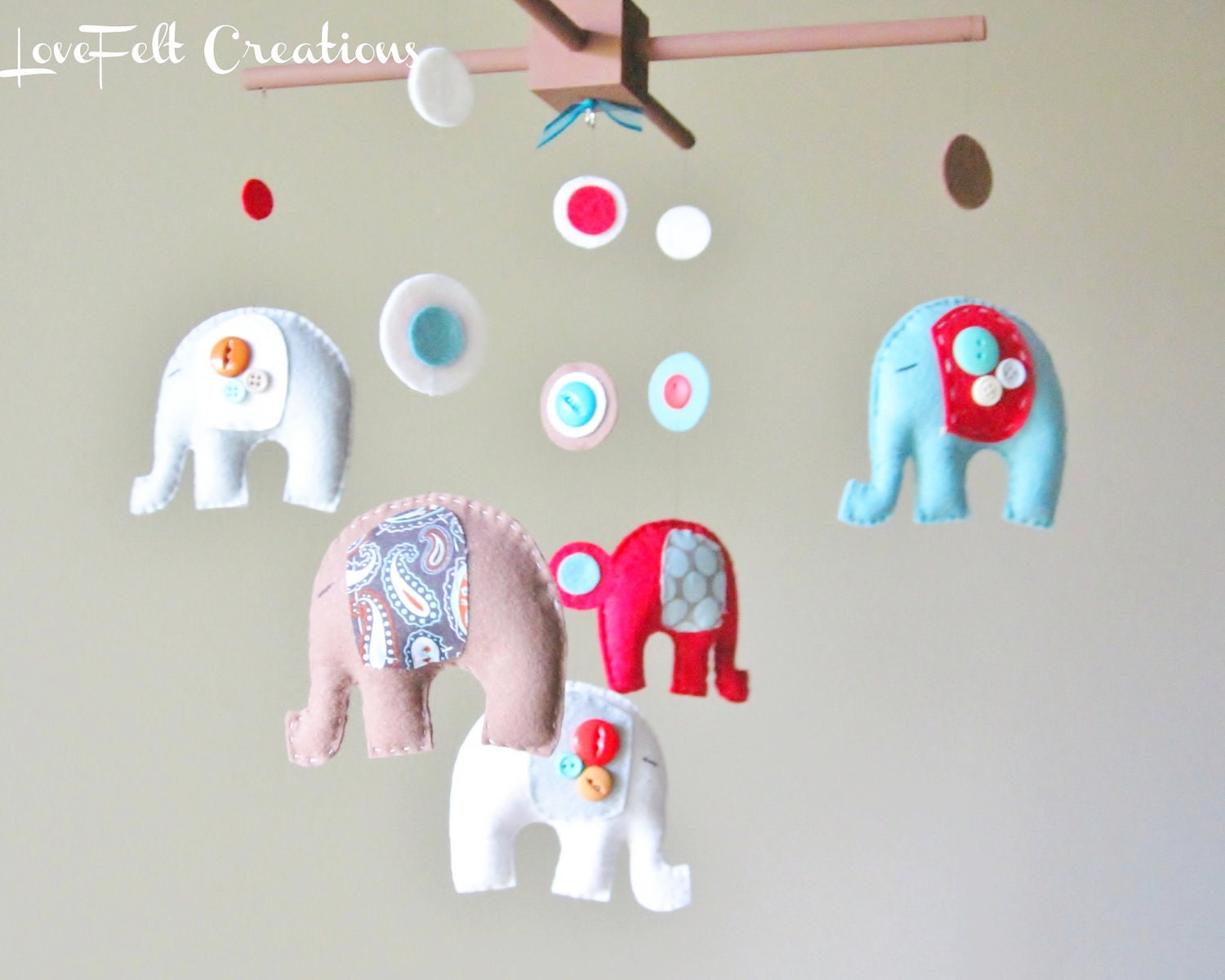 Baby mobile - Custom Baby Mobile - Elephant Mobile - Elephant Circle Mobile - You can PICK ur COLORS and FABRIC :)