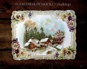 1905 Embossed Winter Pansy Postcard Oversized