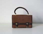 Vintage brown suede mini doctors accordion bag
