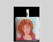 Upcyled Recycled Jewelry Amulet Angel of Peace Original Art