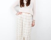 Vintage Cream Plaid Midi Skirt