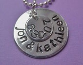 Your Special Day: Custom Hand Stamped Necklace, Personalized with names and wedding date