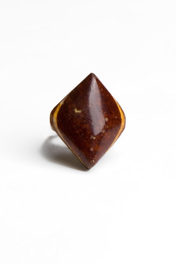 60s Vintage Layered Wood Ring Adjustable Size