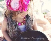 C'est La Vie french inspired hot pink flower bow headband by London Raquel