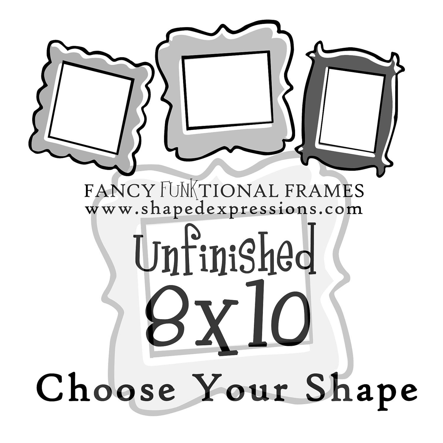 8x10 whimsical picture frame - Unfinished - Choose your shape