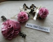 Custom Couture Glamorous Infant Leopard Shoes and Headband Set/ Leopard Shoes 0-9 months