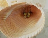 Amber Sea Glass and Copper Lampwork Earrings