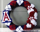Arizona Wildcats Wreath - Yarn Wreath, 14" Felt Flowers - Two Pinkies