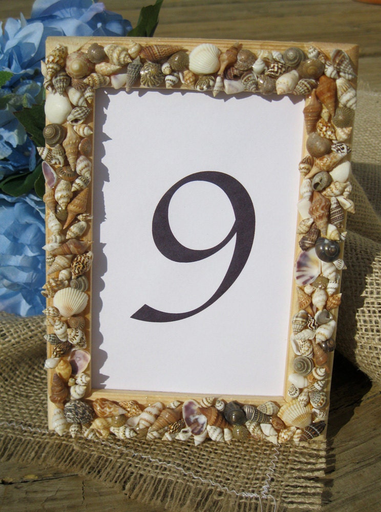 Sea Shell Frame - Table Number - 4" x 6"