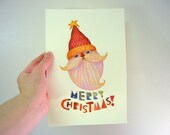 Merry Christmas says Father Christmas - handmade illustration