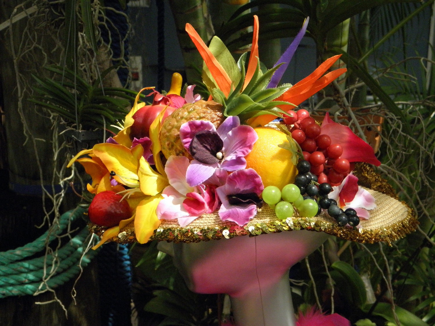 Showgirl Carmen Miranda Hat, Headdress, Tutti Fruitti, Costume, Drag queen, Custom made