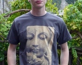 Size 2X T-shirt -Serene Buddha Design on Charcoal cotton