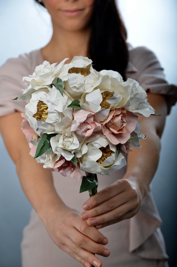 Custom made paper flower wedding bouquet