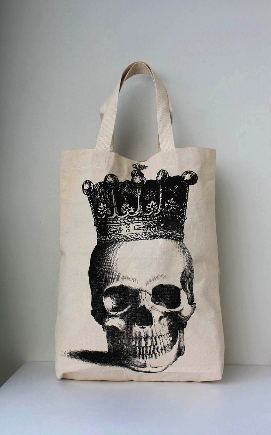 Big size / Burlap Skull Crown Royal Canvas tote bag/Diaper bag/Shopping bag/ Document bag /Market Bag.