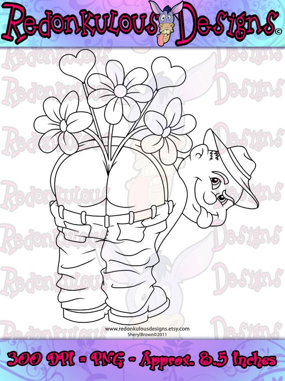 Digital Stamps - Cheeky Greeting - Digital Image for Greeting Cards or Scrapbooking
