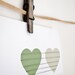 Hand Sewn Card - Pair of Love Hearts, shades of green