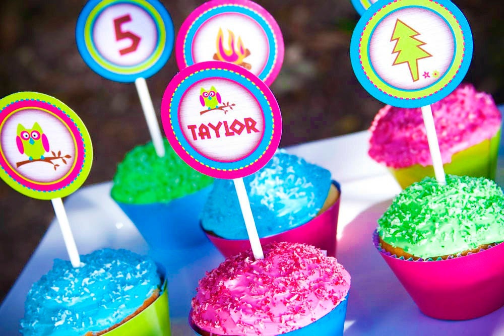CAMPING PARTY - 2" Party CIRCLES - Personalized Printable Il_570xn
