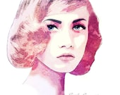 Contemplation - Watercolor Fashion Illustration 20s Style Painting Print