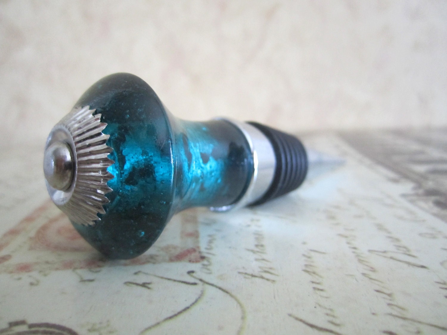 Wine Bottle Stopper - Vintage Turquoise Wine Stopper