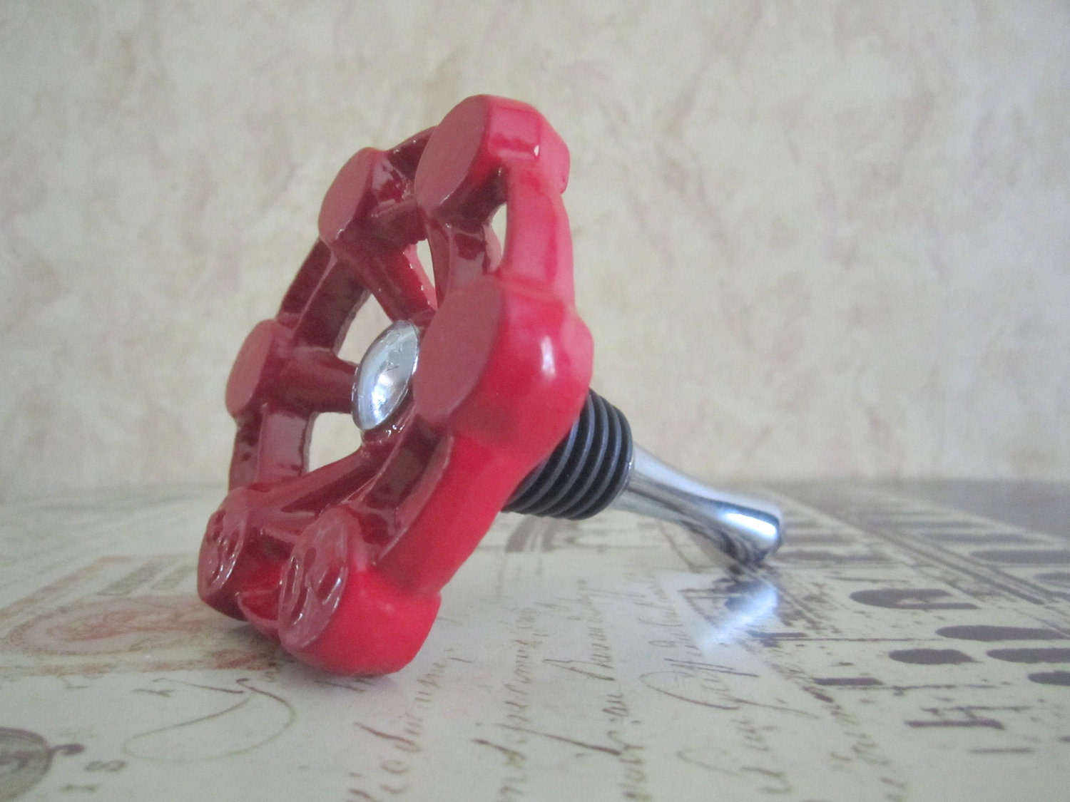 Wine Bottle Stopper - JUMBO Red Valve Handle Wine Stopper